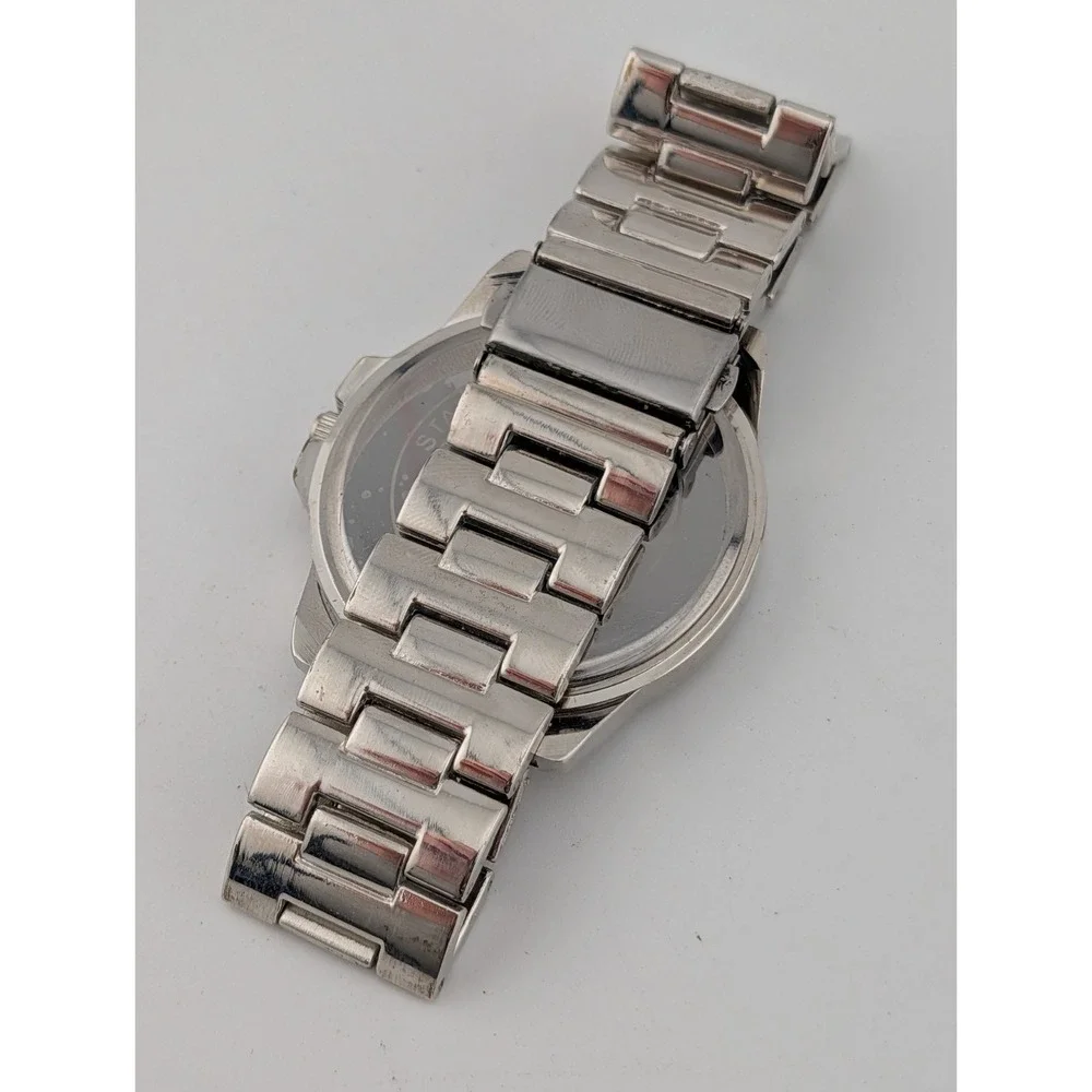 Qbos Watch Men 43mm Case Blue Dial Silver 7.75
